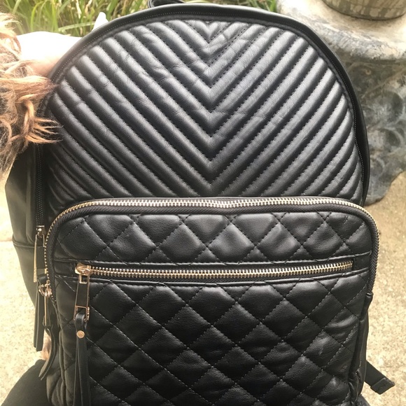 Aldo Bags Aldo Black Faux Leather Backpack With Gold Hardware Poshmark